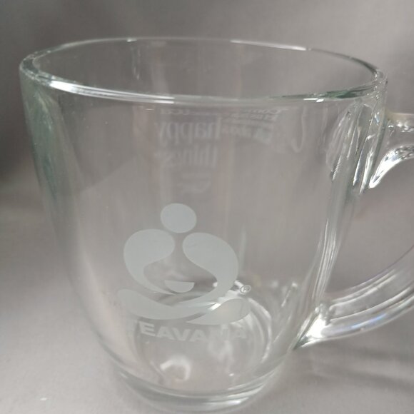 Tevana Etched Clear Glass Tea Mug Chalm Potok Quote Mug Happy Things DEFECT - Picture 3 of 10